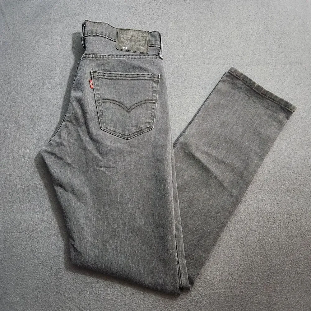 Levi's 541 Men 32X38 (34X35) Dark Gray Athletic Taper Fit Jeans
